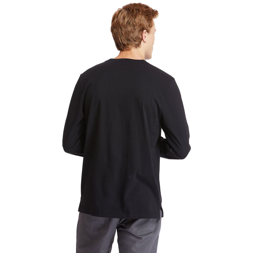 Timberland Mens T-Shirts PRO® Base Plate Long-Sleeve Graphic - Black - India MC3784051